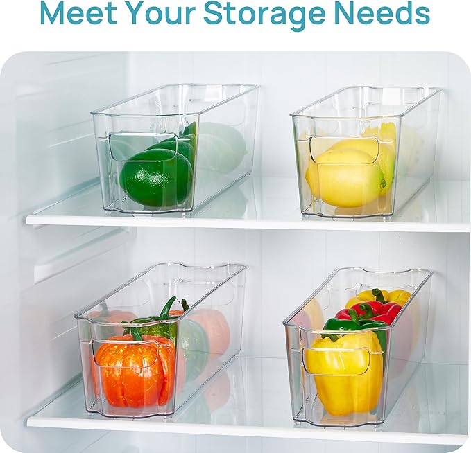 Vtopmart 4Pcs Clear Breastmilk Storage Bags Container in Freezer Fridge | BPA-free Plastic Storage Bins, For Breast Milk Baby Pouches Formula Bottles and Yogurts, In Freezer Fridge and Pantry