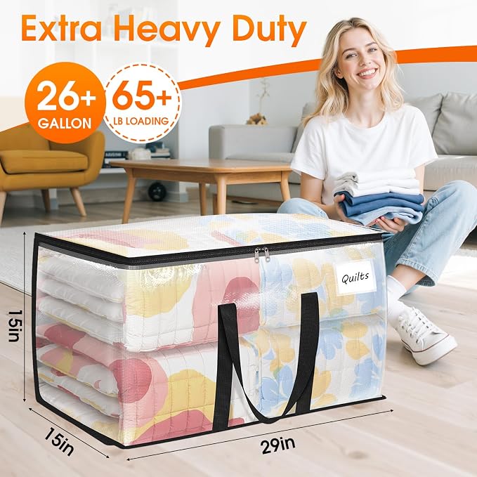 Moving Bags Extra Heavy Duty Oversized Storage Bags with Reinforced Handle and Double Zippers,Moving Supplies Totes for Storage Packing Dorm Room Essentials Alternative to Moving Boxes
