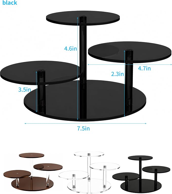 3-Tier Acrylic Display Stand for Botanical Collection Sets, Thickened Showcase Figures Display Holder for Collectibles Dessert Buffet Riser Christmas Tabletop Plant Perfume Watch, Desk Organizer