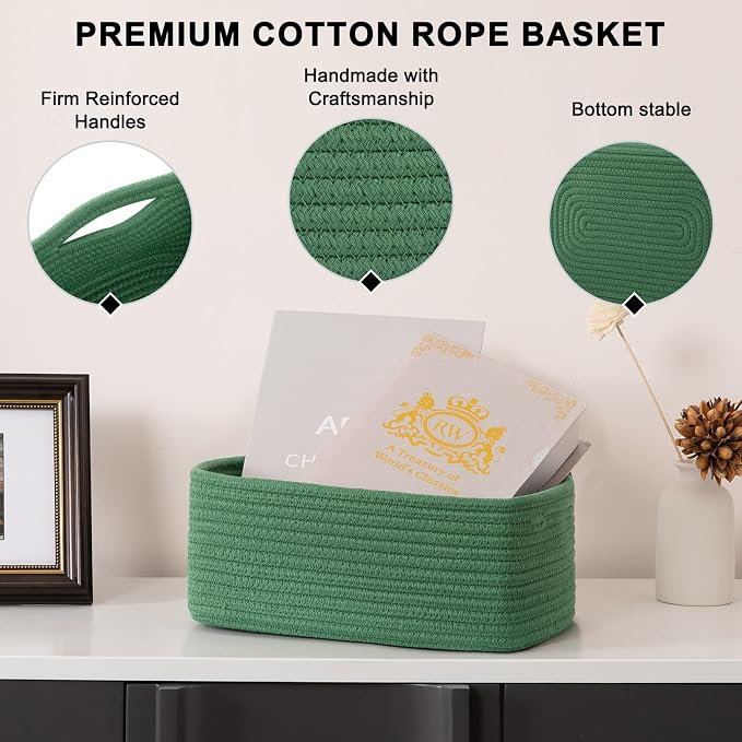 OIASKET 6 Pack Storage Baskets for Shelves, Small Baskets for Shelves, Cute Decorative Storage Bins, Organizer Basket for Gifts Empty, 11.8''Lx7.8''Wx4.7''H-Green
