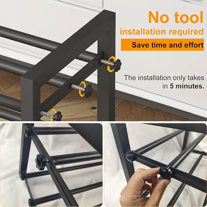 Expandable Metal Shoe Rack for Closet & Entryway, Shoe Storage Organizer | 2 Tier • Adjustable Width • Holds 6–9 Pairs • Heavy-Duty Steel • Space-Saving Design • Easy Assembly