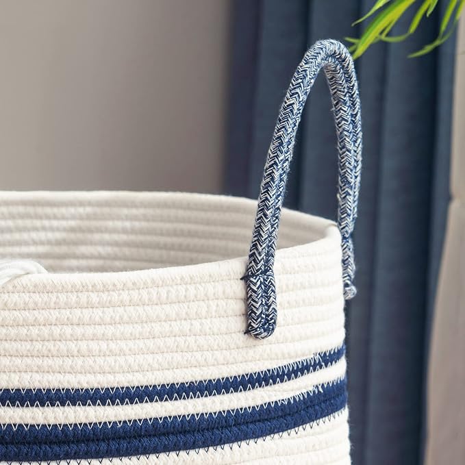YOUDENOVA Cotton Rope Laundry Hamper Basket, 72L Blanket Basket for Nursery | Large Woven Laundry Hamper with Sturdy Handles, Collapsible Home Decor Laundry Basket for Laundry, Clothes, Toys in Bedroom