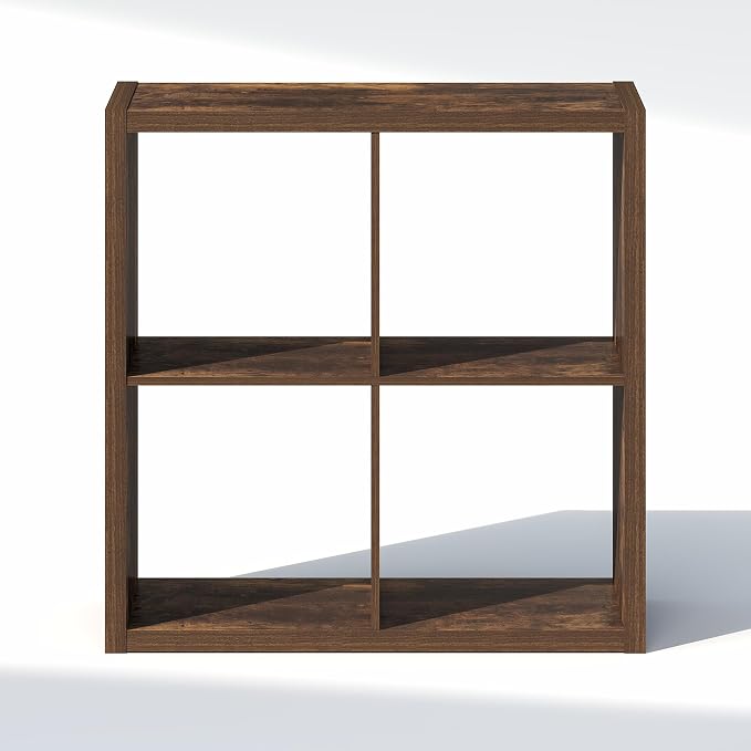 Furinno Cubic Extra Thick 4-Cube Closet Organizers and Storage, Amber Pine | 14.6 x 30 x 30 in, Open Shelf Closet Storage, Closet Organizer, for Wardrobe, Bedroom, Living Room