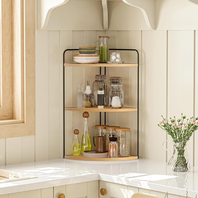 Bathroom Counter Organizer, Vanity & Makeup Countertop Organizer | Corner Bathroom Counter Organizer, Bathroom Sink Organizer, Bathroom Counter Shelf, Countertop Organizer, Corner Desk Shelf