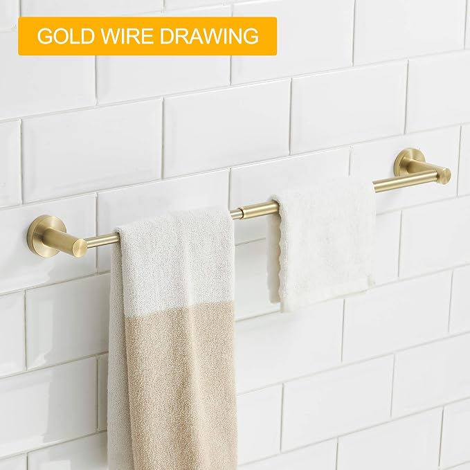 Adjustable Towel Bar Towel Racks for Bathroom Rod Wall Mounted Gold | Adjust 15" to 26" Rustproof, Stainless Steel Towel Holder, Wall Mounted for Bathroom Accessories, Heavy Duty, Space Saving