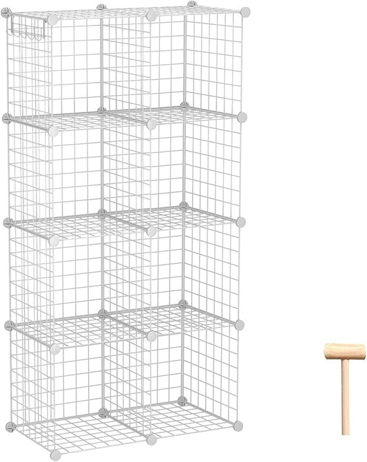 C&AHOME Wire Cube Storage, 8-Cube Organizer Metal C Grids Storage, White | Storage Bins Shelving, Modular Shelves, DIY Closet Cabinet Ideal for Living Room, Home, Office
