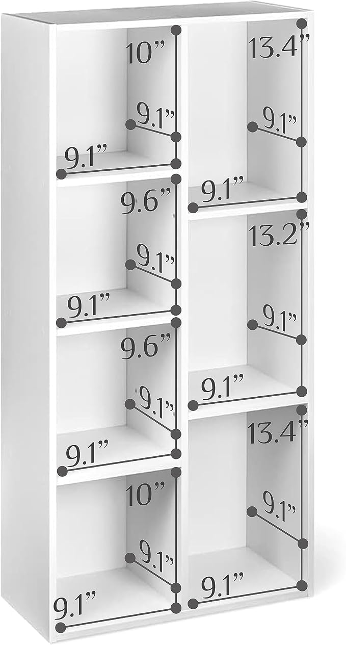 Amazon Basics 7 Cube Organizer Bookcase, Storage Shelf for Home and Office, Display Storage Organizer, Sturdy with Easy Assembly, 9.25"D x 19.49"W x 41.73"H, White