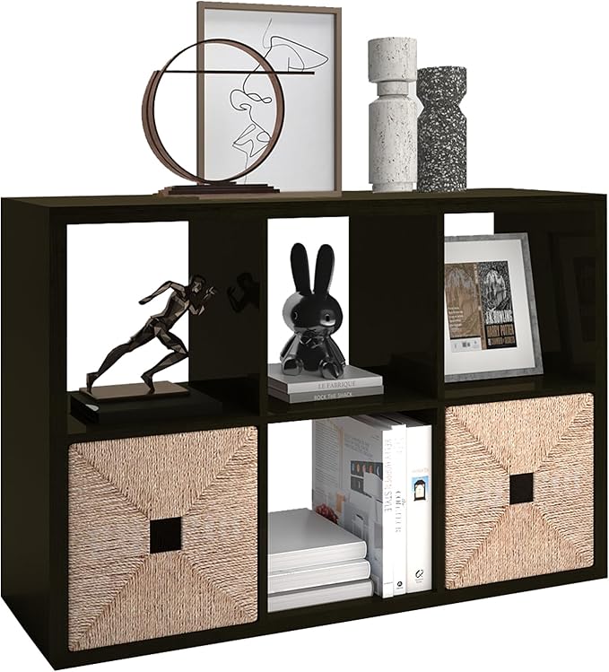 6 Cube Storage Organizer Shelf, Chocolate, 11 inch | 2026 Wooden Thick Frame, Anti-Tipping Kits, Reversible Open Back Bookcase, Horizontal and Vertical Dual-use