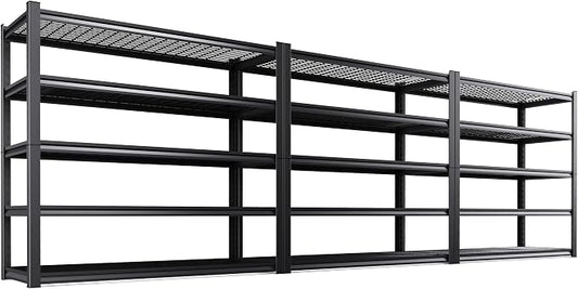 Set of 3 Heavy Duty Garage Shelving 5T Storage Shelves, Adjustable Metal Shelving Unit, Utility Garage Organizer Shelf for Basement, Pantry, Warehouse, Supermarket, 59" W x 19.7" D x 72" H