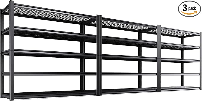 3-Pack Heavy Duty Garage Shelving for Large Storage & Whole Garage Organization, 72"H x 59"W x 20"D Adjustable 5-Tier All Metal Wire Shelf for Tools,Storage Bins,Bulk Items,Warehouse&Workshop