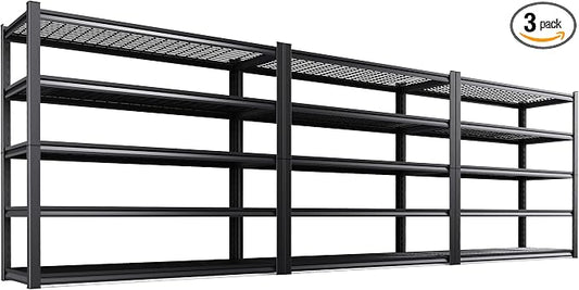 3-Pack Heavy Duty Garage Shelving for Large Storage & Whole Garage Organization, 72"H x 59"W x 20"D Adjustable 5-Tier All Metal Wire Shelf for Tools,Storage Bins,Bulk Items,Warehouse&Workshop
