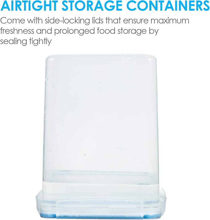 Vtopmart 5.2L Flour Sugar Storage Containers, 4 PCS, Blue | Airtight Seal, Multiple Sizes, BPA Free, Food Grade Material, Dishwasher Safe (Not Lids), 4 Measuring Cups and 24 Labels