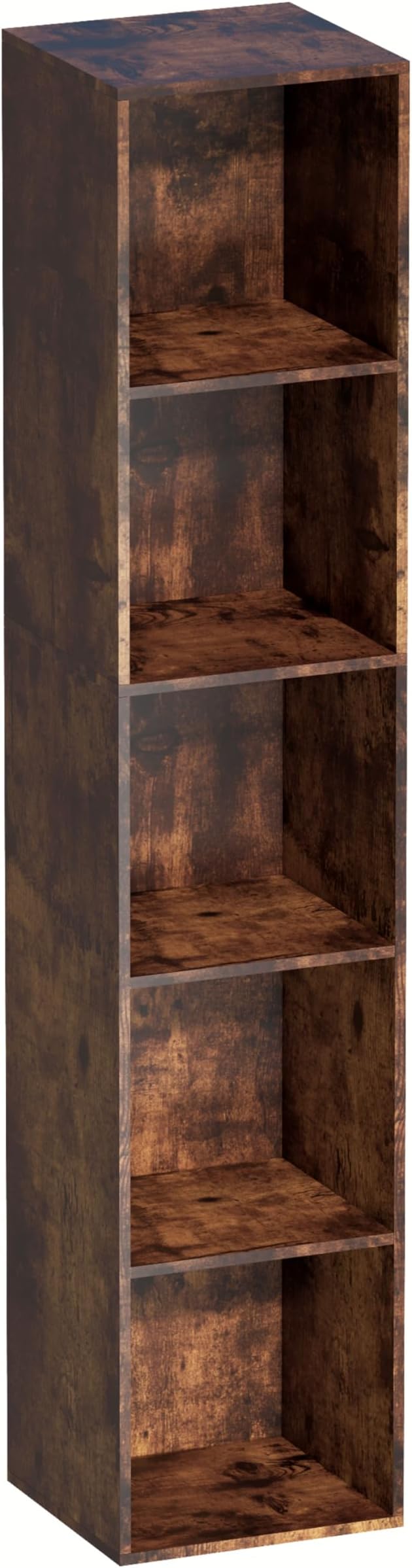 Cube Storage Organizer, 5 Cube Retro Bookshelf, Freestanding 5 Tier Open Shelf, Rustic Brown Retro Shelves for Home Office, Bedroom, Living Room, Study