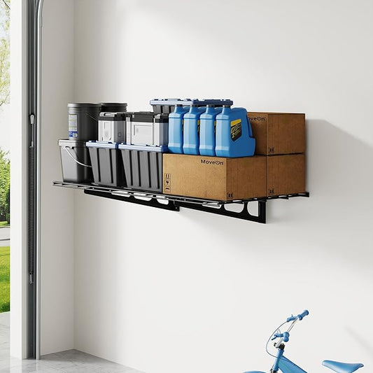 FLEXIMOUNTS 1-Pack 2x3ft Garage Shelving Wall-Mounted Storage Rack, Black | Heavy-Duty Wall Shelving, Holds Up to 200 lbs, Garage Storage Shelving for Organization & Storage Bins, Classic Series