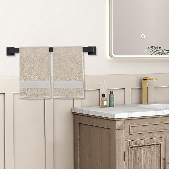 JOPOFI 5 Piece Towel Bar Set - 23.6Inch Bathroom Towel Holder - Matte Black | Stainless Steel Towel Racks for Bathroom Wall Mounted, Towel Rod for Bathroom Wall