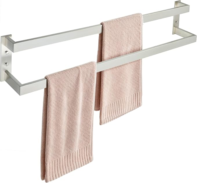 Alise Double Towel Bar, 28" Double Towel Racks for Bathroom, Brushed Nickel | Bathroom Towel Rack Wall Mounted, 3.54" Wide Faster Drying, Ladder Design, SUS304 Stainless Steel