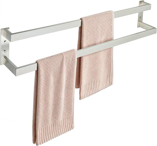 Alise Double Towel Bar, 28" Double Towel Racks for Bathroom, Brushed Nickel | Bathroom Towel Rack Wall Mounted, 3.54" Wide Faster Drying, Ladder Design, SUS304 Stainless Steel