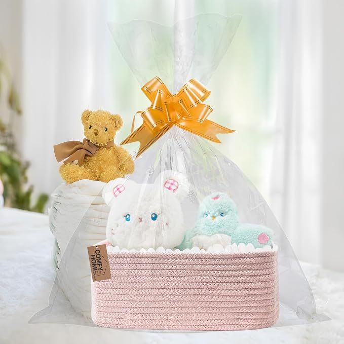COMFY-HOMI 13" x 8.5" x 5.1" Storage Baskets for Organizing | Cotton Rope Woven Basket | Toy Storage Bin Box | Basket for Shelves, Closet Organizer Bin, Decorative Closet Shelf, 1 Pack
