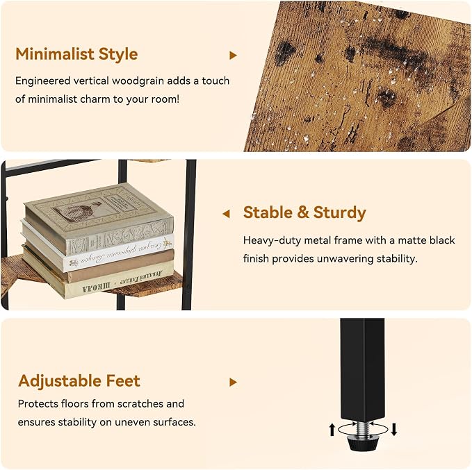 CADUKE Pedestal Sink Storage, 2 Pack Under Sink Organizer Shelf Bathroom Under Vanity Storage Shelf for Small Space, Bathroom Organizers Rack Stand 3 Tier Wooden Corner Shelves, Rustic Brown