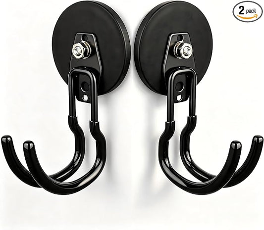 MUTUACTOR Updatde Magnetic Hooks,40lbs 2Packs Strong Magnetic Hooks Heavy Duty,Anti-Scratch Heavy Duty Double Metal J-Hook for Organizing Cordless Impact Drivers Trailer Cord Garden Shovel Tool Box