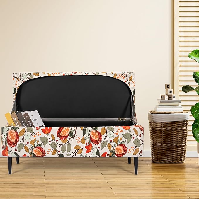 FUANGUI Ottoman Cover Slipcovers Rectangular Folding Stretch | Storage Bench Footrest Sofa Stool Covers Footstool Protector with Elastic Bottom, Removable Washable,Large