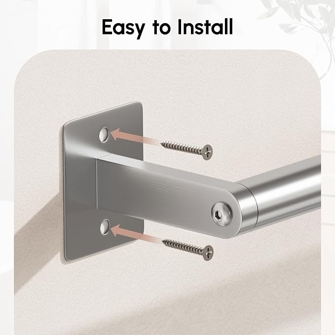 USHOWER Brushed Nickel Towel Bar, 24 Inch Towel Racks for Bathroom | Heavy Duty Stainless Steel Towel Holder Wall Mounted, Easy Installation (Total Length 26 Inch)