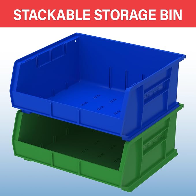 Akro-Mils 30250 AkroBins Plastic Storage Bins, 15"x16"x7", Yellow, 6-Pack | Space-Saving Stackable Bins for Garage, Pantry, Craft Organization