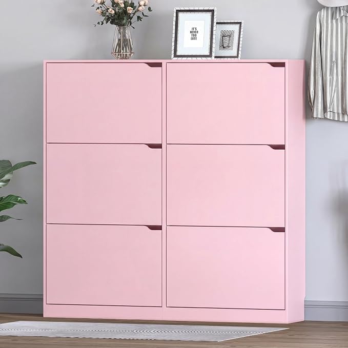 BORNOON Shoe Cabinet with 6 Flip Drawers, Slim Narrow Shoe Storage Cabinet, Freestanding Shoe Organizer for Entryway, Hallway, Foyer