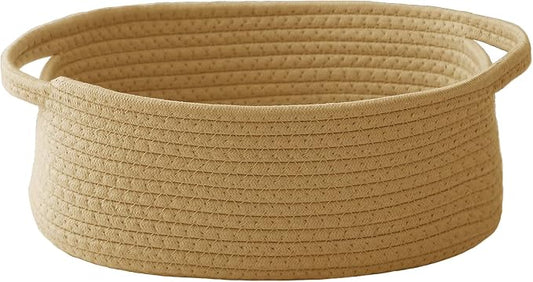 JMvicyroam Small Woven Basket, Empty Gift Basket, Jute/1 Pack | Small Gift Basket, Cotton Rope, 12 x 8 x 33 in, Handles, Includes Ribbon and Bag, Birthday Gift Basket