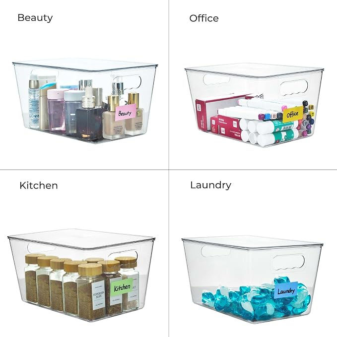 Clear Stackable Storage Bins, Plastic Toy Organizers and Storage with Lids, Toy Bins for Kids Organizer, Storage Container for Organizing for Playroom, Toy Storage Organizer Holds Toys(6)