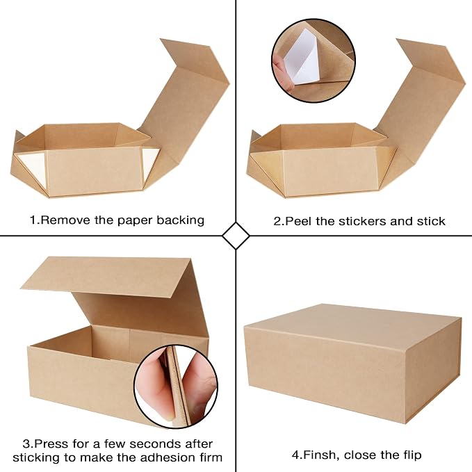 Aimyoo Brown Magnetic Gift Boxes with Lids 13.8x9x4.3 in, Large Bridesmaid Groomsman Proposal Box, Rectangle Collapsible Box for Present Graduation Birthday Storage 5 Pack
