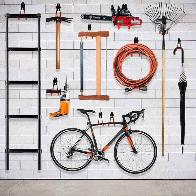 TORACK Garage Hooks Heavy Duty, 15 Pack Wall Mount Steel Utility Hooks&Hangers, Anti-Slip Rubber Coated, Garage Storage Organizer for Garden Tools, Power Tools, Ladders, Brooms, Bikes, Bulk Items
