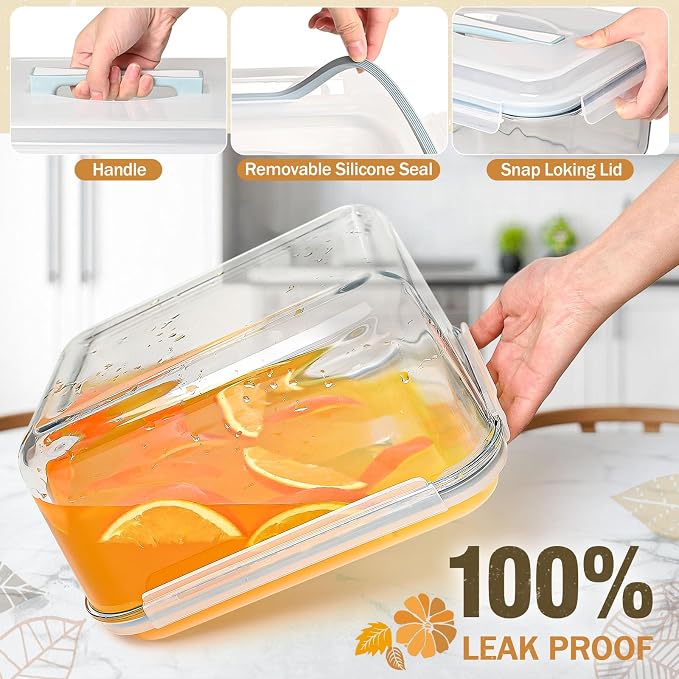 Extra Large Glass Storage Containers with Lids 200oz/6000ml/26cup | Silicone Mat Included | Borosilicate Glass | Airtight | Freezer Oven Dishwasher Safe | Rotisserie Chicken | XL Big Food Bowl