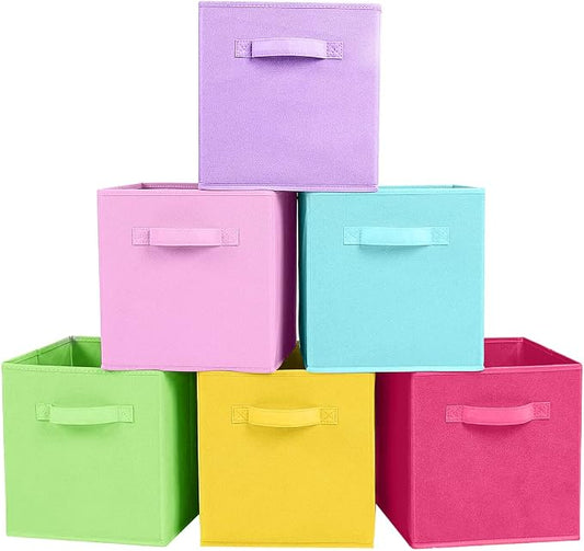ShellKingdom Storage Bins, Foldable Fabric Storage Cubes And Cloth Storage | Storage Organizer For Closet And Toys, 10.5x10.5x11 INCH, 6 Pack (6 Colors)