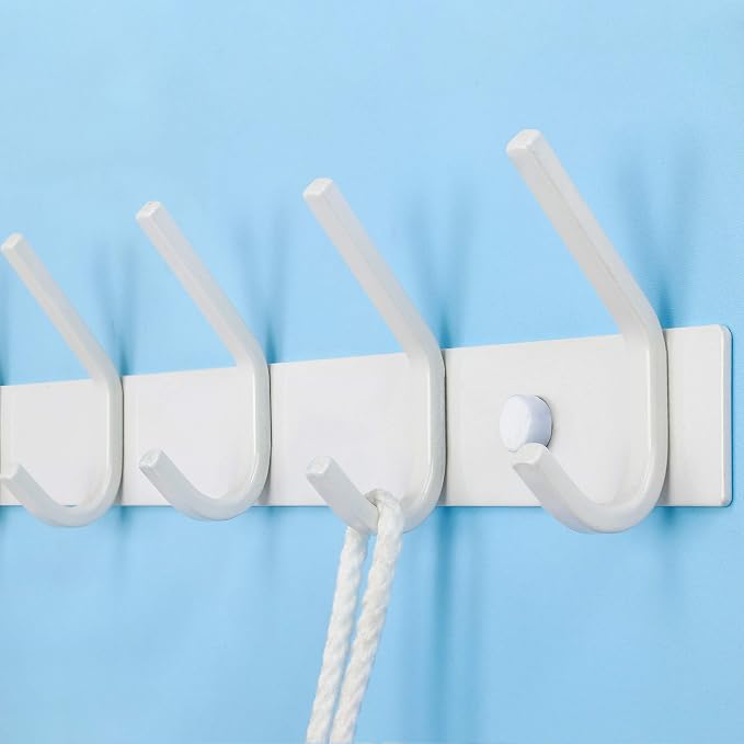 WEBI Coat Rack Wall Mounted,10 Hooks,30" Long Coat Hooks Wall Mount,Coat Hanger Wall,Hook Rack,Jacket Hooks for Hanging Coats,Hats,Clothes,White,2 Packs