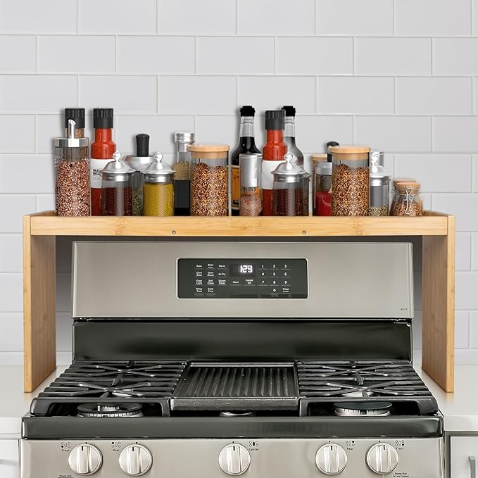 Over the Stove Spice Shelf for Kitchen,33" Over Stove Spice Rack Organizer | Stove Top Shelf, Stove Shelf for Back of Stove,Above Stove Shelf Spice for Kitchen