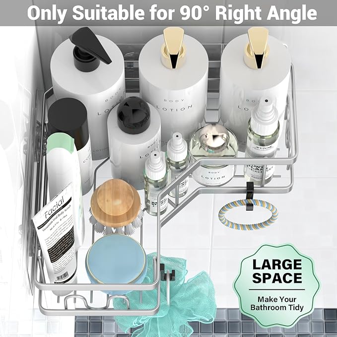 AKTECKE Corner Shower Caddy Bathroom Organizer: Adhesive Shower Rack Bathtub Shelves - 3Pack No Drilling Shower Shelf - Stainless Steel Rustproof Bath Tub Organizer