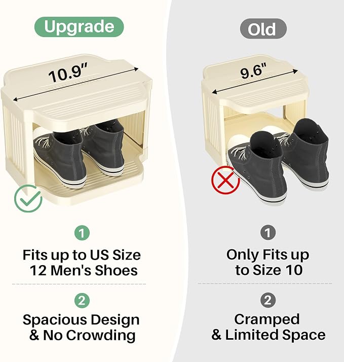 Kitstorack Vertical Shoe Rack: 5 Tiers Stackable Shoe Rack for Closet DIY Free Standing Shoe Organizer Small Shoe Shelf for Small Spaces and Narrow Spaces Plastic, White