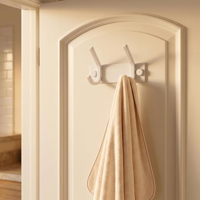 WEBI Coat Rack Wall Mount,Coat Hooks Wall Mounted,Wall Coat Hanger,Hook Rack,2 Hooks for Hanging Coats,Jackets,Clothes,White