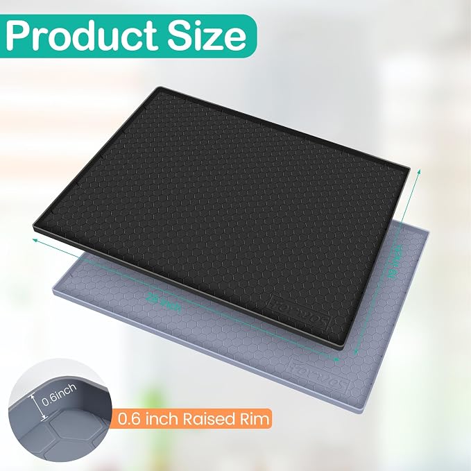 Silicone Under Sink Mat, 28"x19", Waterproof Cabinet Liner, Black | Shelf Liner, Cabinet Protector, Home Organizer, for Kitchen, Bathroom, Multipurpose, Leak Proof, Easy Clean, Drip Tray, Clean