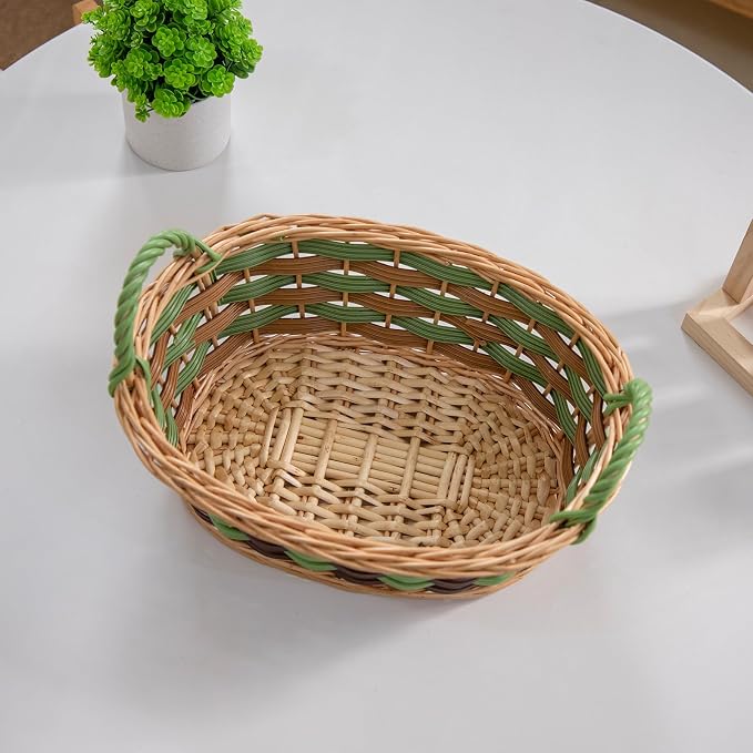 Kingwillow, Storage Basket, Oval-Shaped Woven Willow Basket with Handles, Suitable for Bedrooms, Kitchens, and Wardrobes. (Small Size)