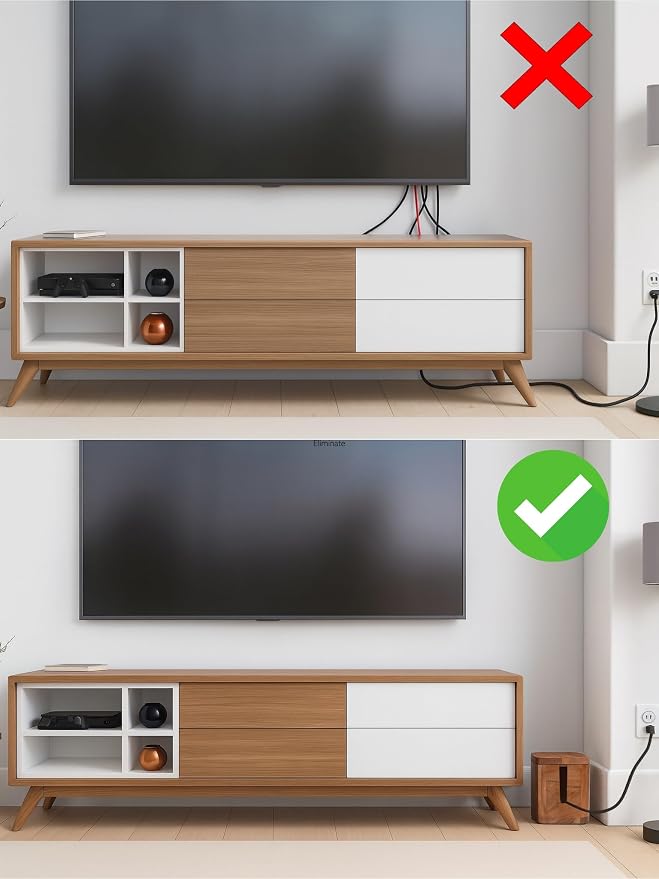Acacia Cable Management Box - Rustic Design (Front Slots, Large) | Acacia Wood, Cable Organizer, Rustic Style, Modern Design, Desktop Storage