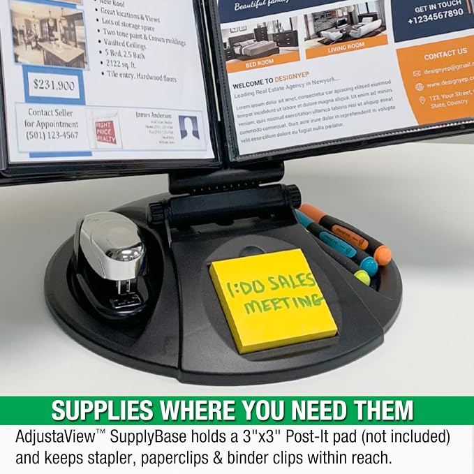 Ultimate Office Round Base 10-Pocket Desk Reference Organizer, Black Pkts | Functional Supply Storage PLUS Fast Access to 20 Letter Size Sheets. Filp and Find Your Most Important Documents in Seconds.