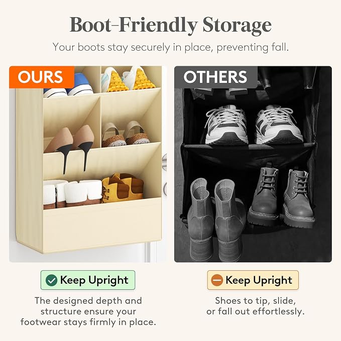 Lifewit 6 Tier Over the Door Shoe Organizer with 11 Large Deep Pockets, Fabric Hanging Shoes Shelf for Closet, Dorm Storage, Fit Up to 12 Pair Shoe Rack Holder for Sneakers, Boots, Beige