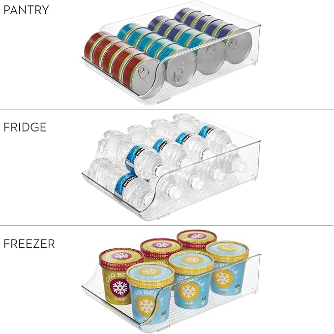 iDesign Water Bottle Organizer | For Fridge or Pantry, Clear, Made in USA