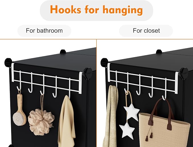 HOMIDEC Closet Organizers and Storage, 12 Cube Storage Organizer, Black | Portable Closet Organization Clothes Shelves Clothing Storage for Kids, Closet, Bedroom, Bathroom, Office