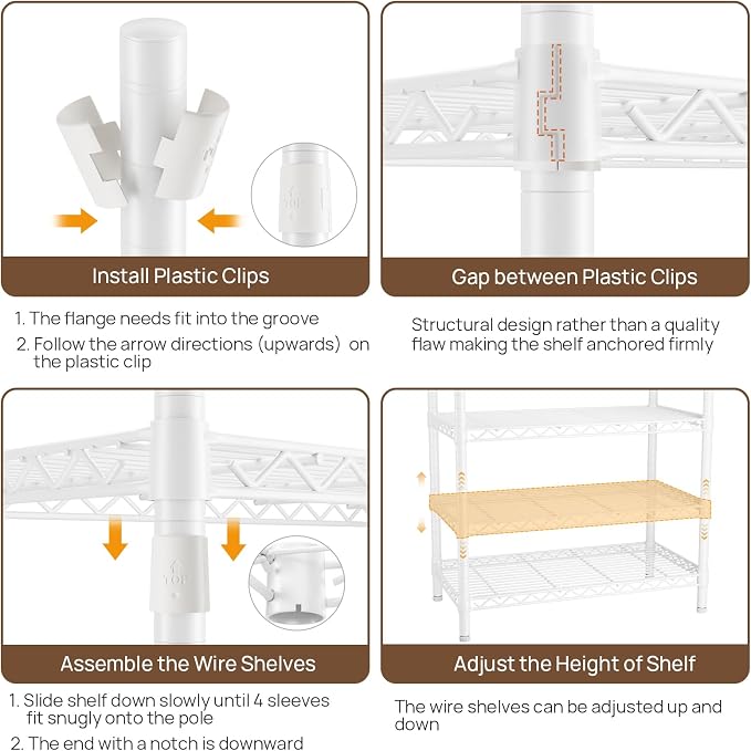 Golpart Heavy Duty Clothes Rack Metal Wardrobe with Adjustable Wire Shelves | Closet Organizers and Storage Clothing Rack Metal System Freestanding Hanging Clothes System Free Standing Garment Coat Racks