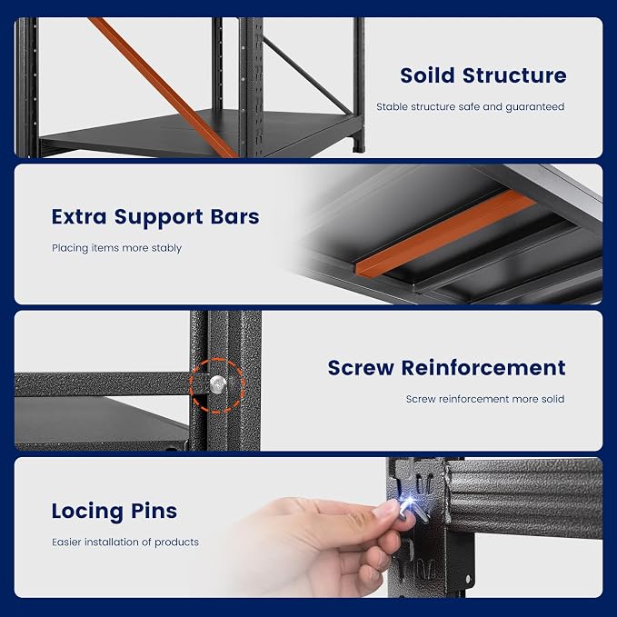 60" W Metal Garage Storage Shelves,8000LBS Heavy Duty 4-Shelf Adjustable Steel Organization Shelving,Utility Rack Shelf,60" W x 24" D x 70" H for Basement,Warehouse,Industrial