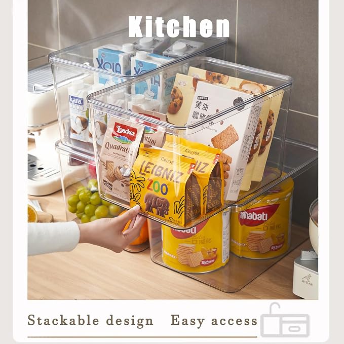 Clear plastic storage bins with LIDS,storage containers for snacks, cosmetics, books, dog food, Storage Organizer for Nursery，Kitchen, Living room,Bedroom, Bathroom, Office (clear, 3XL)