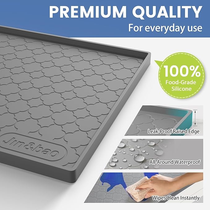 Jin&Bao Under Sink Mat 31" x 22" Waterproof Silicone Cabinet Kitchen Liner | Silicone under kitchen sink mat,cabinet protector,bathroom shelf liner,raised edge,anti-slip,easy to clean & dishwasher safe